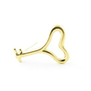 1993 Angela Cummings 18K Yellow Gold Heart Key Pin Brooch #13262